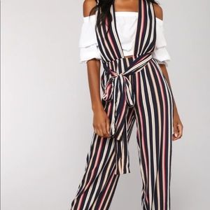 Multi- colored striped jumpsuit
